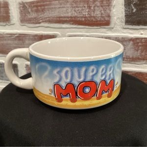 🔴 Ceramic Soup Mug Cup - Souper Mom Design - Colorful - Very Good Condition